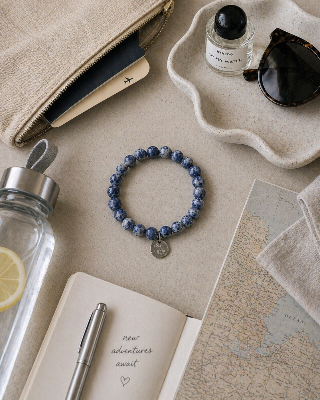 Sodalith Armband 8mm – Mattes Edelsteinarmband – Boho Yoga Schmuck – Geschenk für Frauen