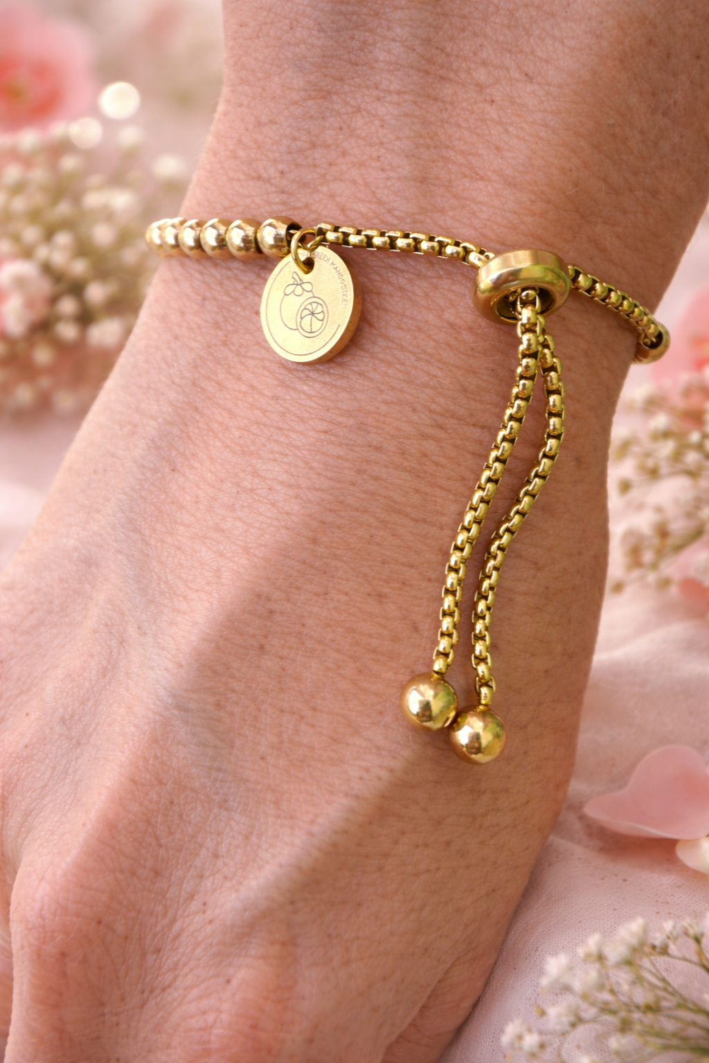 Goldenes Edelstahl Armband wasserfest – verstellbares Boho Armband Damen minimalistisch, Geschenk Freundin