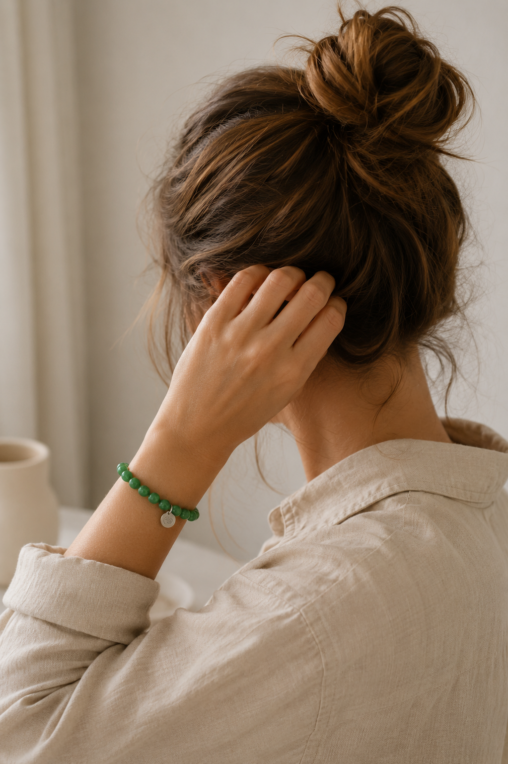 Grünes Jade Armband 8mm – Boho Edelstein Schmuck für Damen